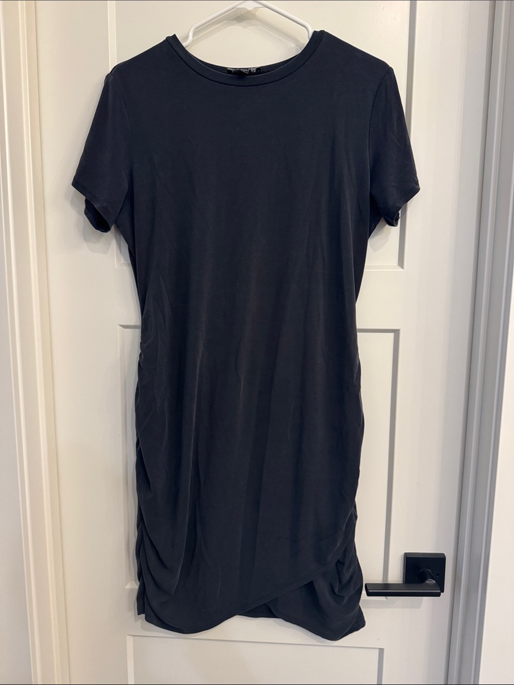 Express Navy Sueded Jersey Ruched T-Shirt Dress